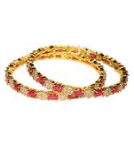 Stunning Pink Stone And Studded Bangles