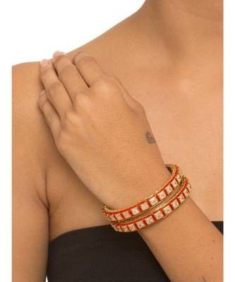Designer Red Meenakari Square Kundan Stone Wedding Bridak Bangles Set 1