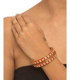 Designer Red Meenakari Square Kundan Stone Wedding Bridak Bangles Set