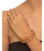 Designer Red Meenakari Square Kundan Stone Wedding Bridak Bangles Set