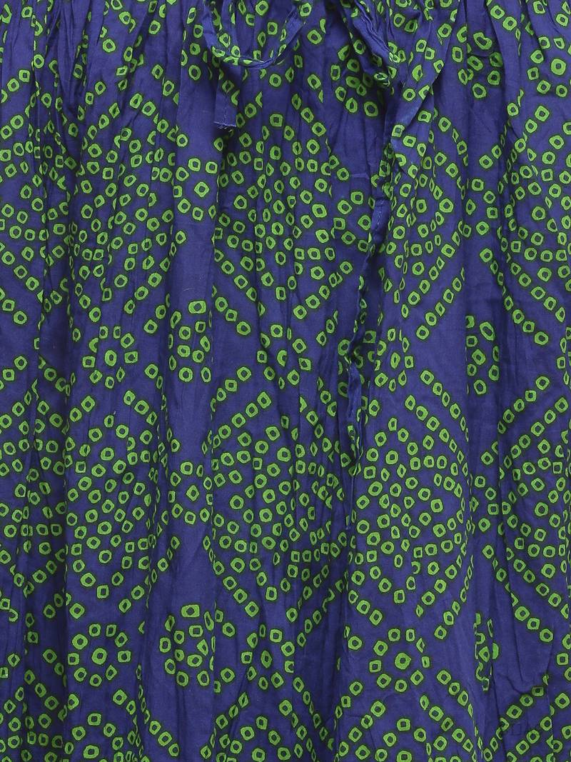 Blue Cotton Bandhej Print Skirt