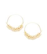 Designer Pearl Stone Gold Plated Bunched Pearl Bali Hoop Earrings
