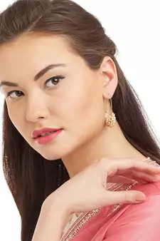 Designer Pearl Stone Gold Plated Bunched Pearl Bali Hoop Earrings
