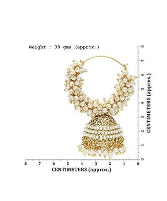 Designer Pearl Stone Gold Plated Bunched Pearl Bali Hoop Gold Plated Jhumka Earrings 3