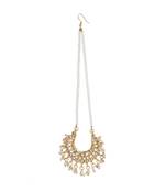 Designer Kudan Stone Maangtikka Floral Pearl Stone Meenakari Chandbali Chandelier Maang Tikka