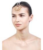 Designer Kudan Stone Maangtikka Floral Pearl Stone Meenakari Chandbali Chandelier Maang Tikka