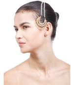 Designer Kudan Stone Maangtikka Floral Pearl Stone Meenakari Chandbali Chandelier Maang Tikka