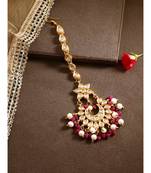 Designer Kudan Stone Maangtikka Floral Pearl Stone Meenakari Chandbali Chandelier Maang Tikka