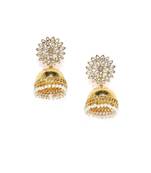 Designer Multicolour Golden Gold Plated Jhumka Dangler Floral Stud Earrings