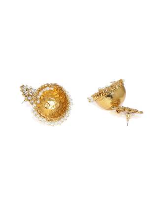 Designer Multicolour Golden Gold Plated Jhumka Dangler Floral Stud Earrings 2