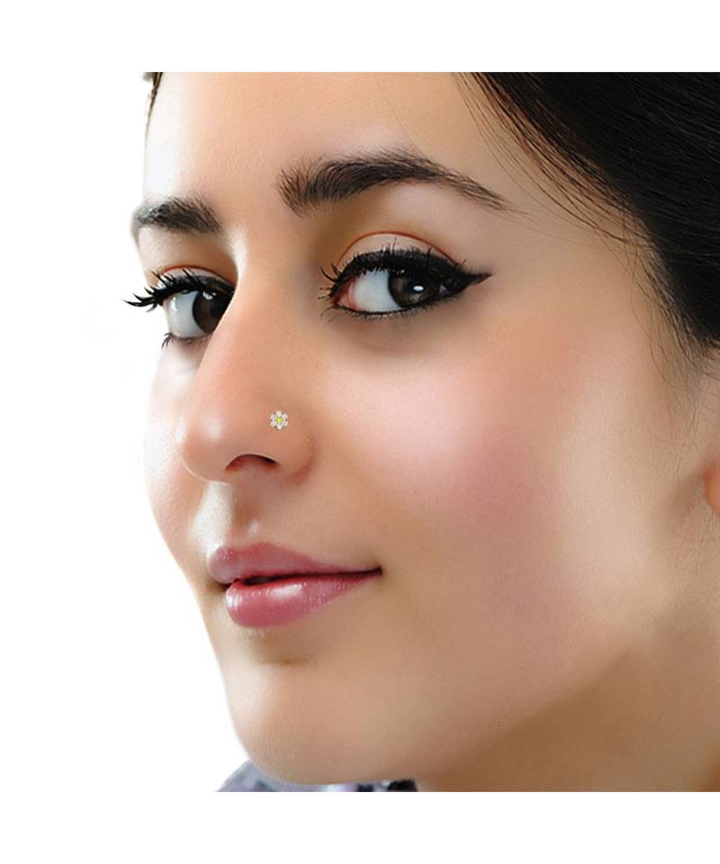 Designer diamond classic Golden nose pin or nose ring