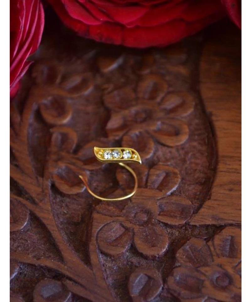 Designer diamond classic Golden nose pin or nose ring