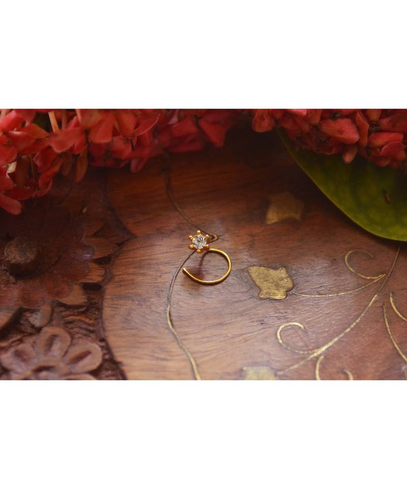 Designer diamond classic Golden nose pin or nose ring