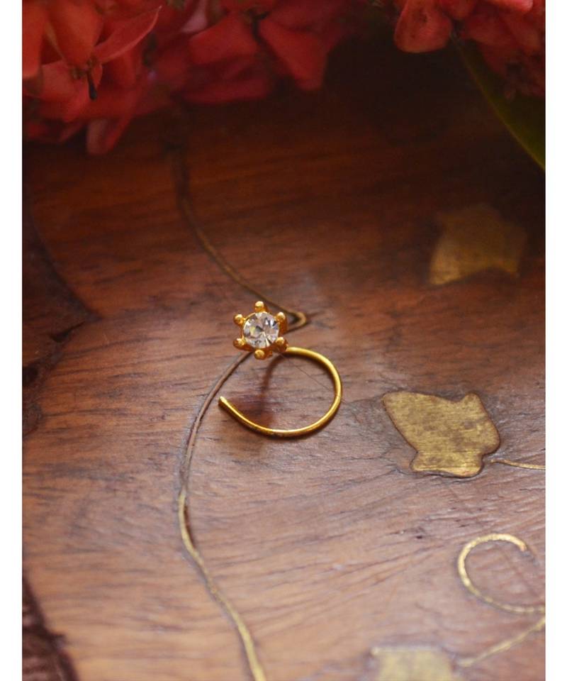Designer diamond classic Golden nose pin or nose ring