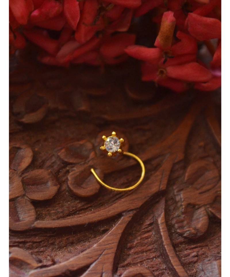 Designer diamond classic Golden nose pin or nose ring