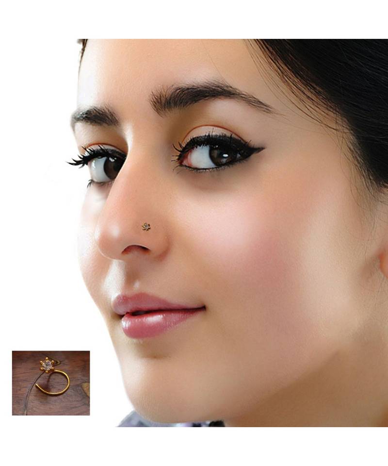 Designer diamond classic Golden nose pin or nose ring