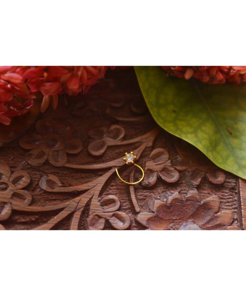 Designer diamond classic Golden nose pin or nose ring