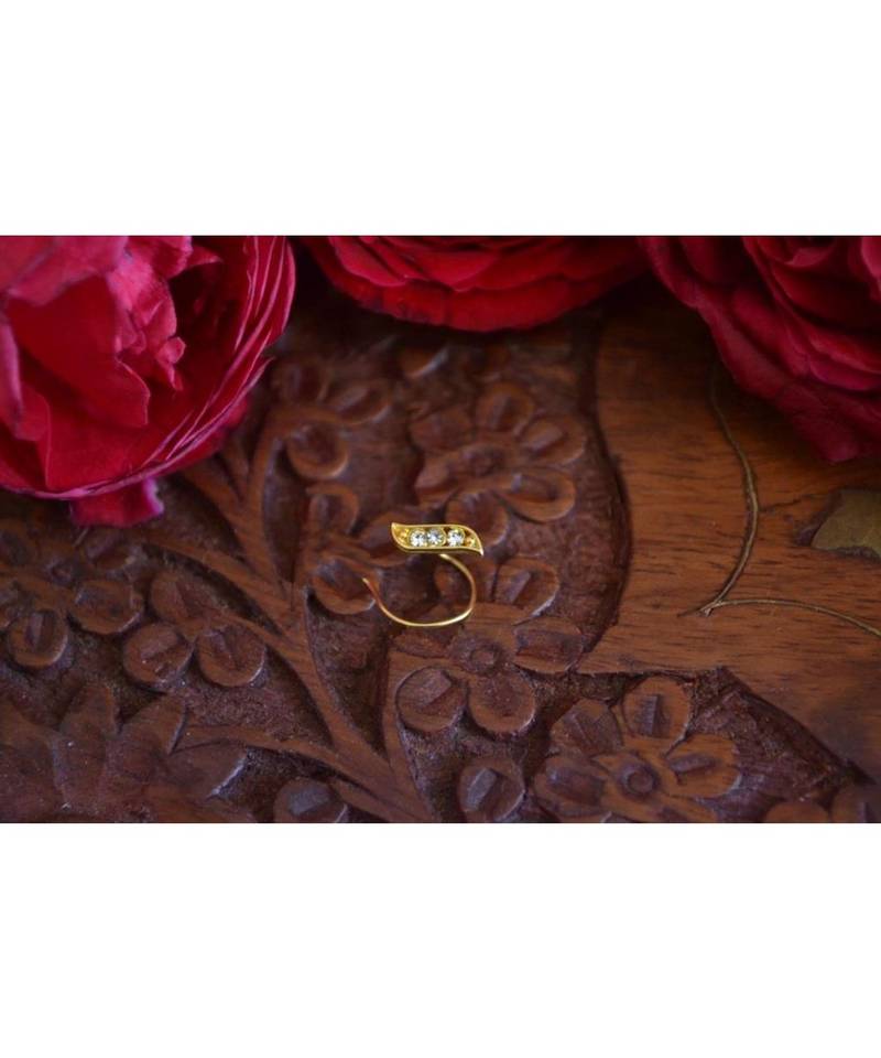 Designer diamond classic Golden nose pin or nose ring