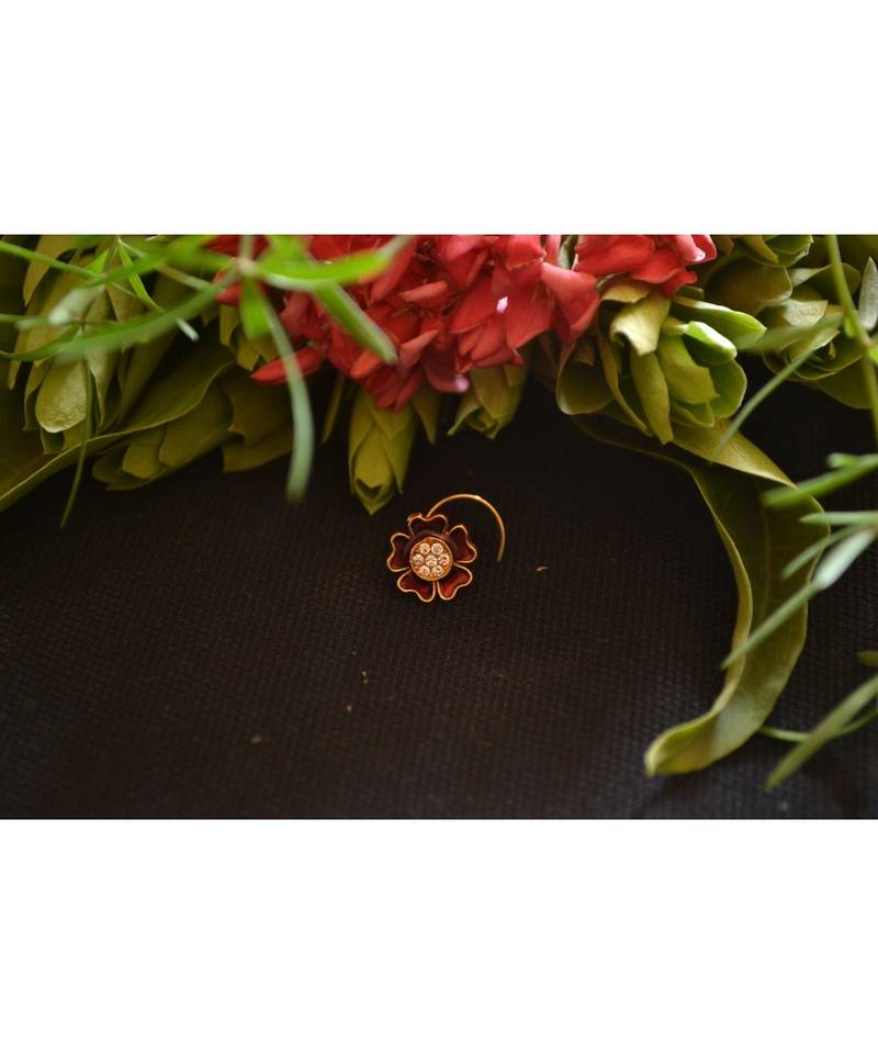 Designer diamond classic Golden nose pin or nose ring