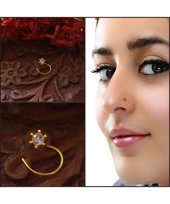 Designer diamond classic Golden nose pin or nose ring 1