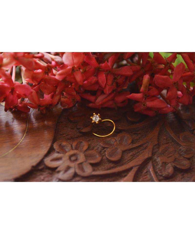 Designer diamond classic Golden nose pin or nose ring