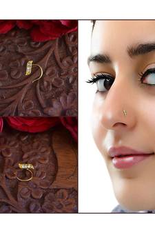 Designer diamond classic Golden nose pin or nose ring