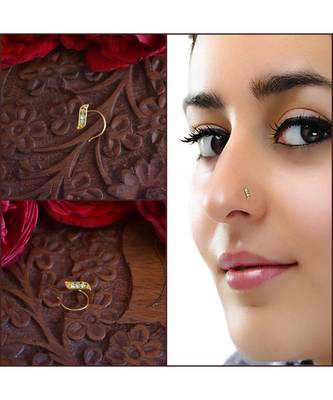 Designer diamond classic Golden nose pin or nose ring 1