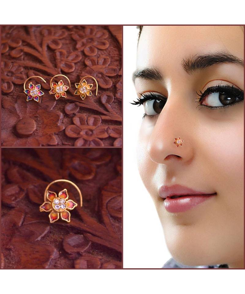 Designer diamond classic Golden nose pin or nose ring