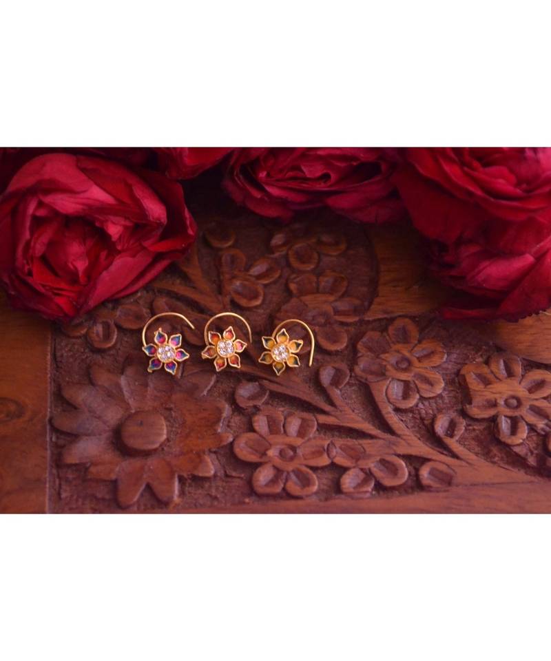 Designer diamond classic Golden nose pin or nose ring