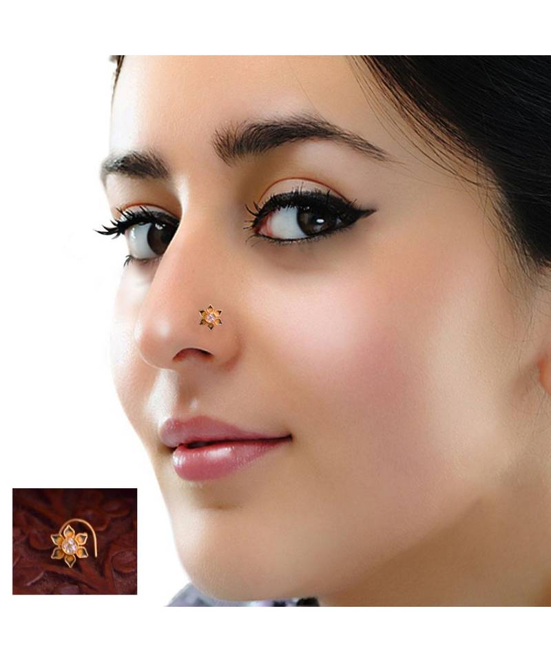 Designer diamond classic Golden nose pin or nose ring
