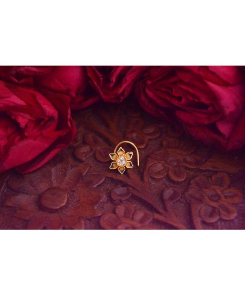 Designer diamond classic Golden nose pin or nose ring