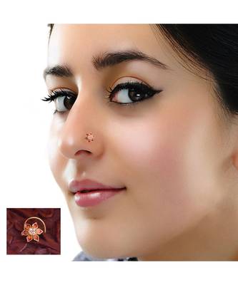 Designer diamond classic Golden nose pin or nose ring 1