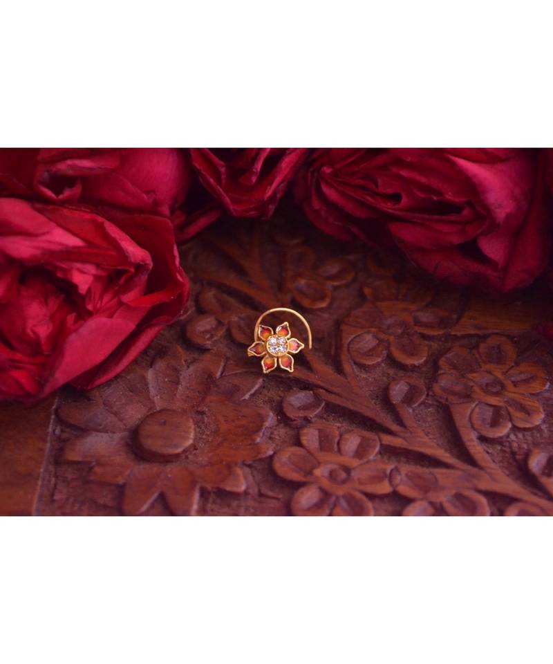 Designer diamond classic Golden nose pin or nose ring