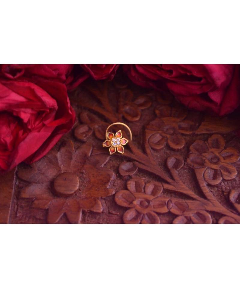 Designer diamond classic Golden nose pin or nose ring