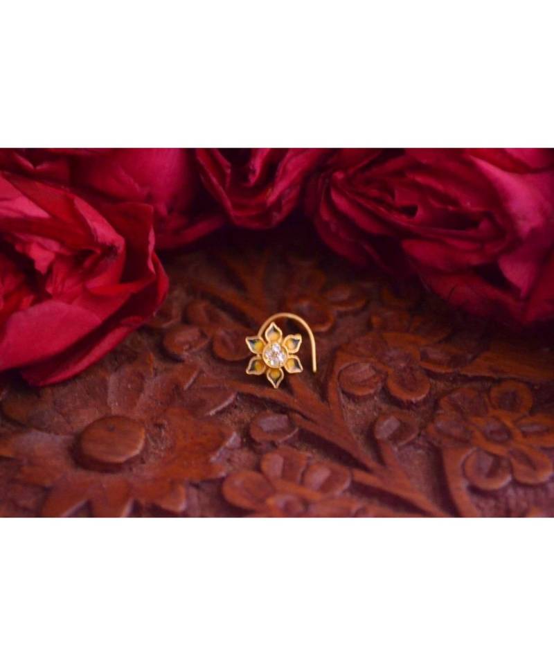 Designer diamond classic Golden nose pin or nose ring