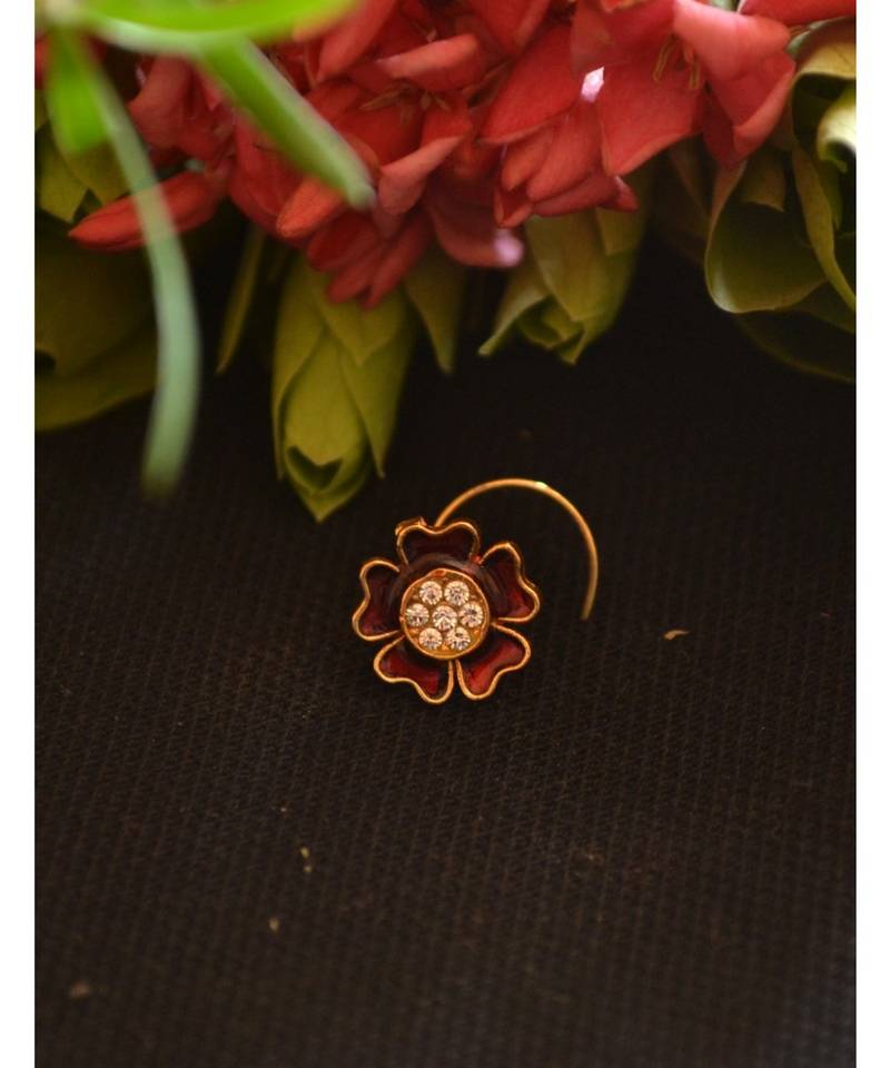 Designer diamond classic Golden nose pin or nose ring