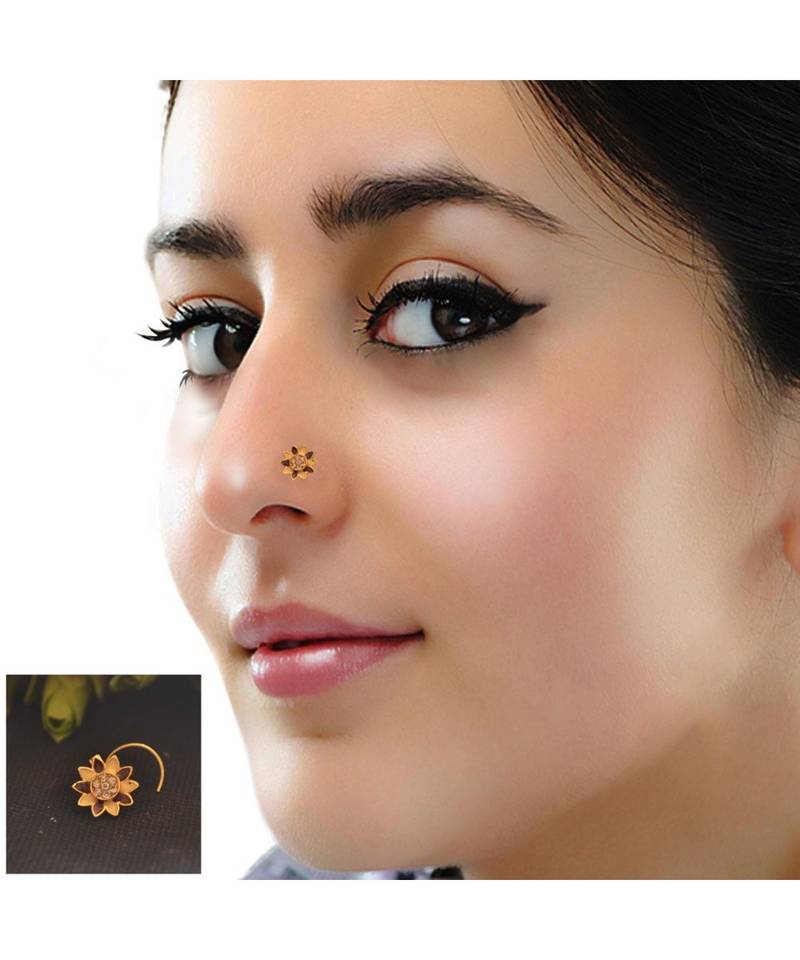Designer diamond classic Golden nose pin or nose ring
