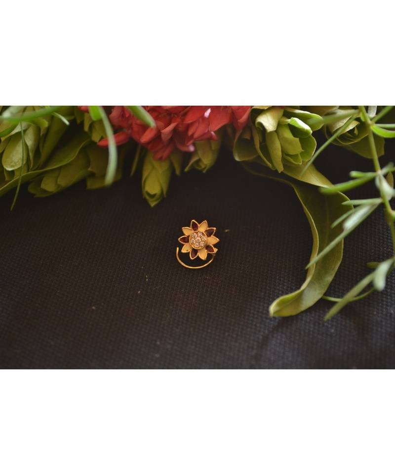 Designer diamond classic Golden nose pin or nose ring