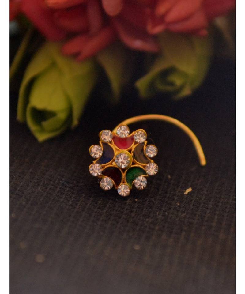 Designer diamond classic Golden nose pin or nose ring