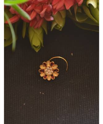 Designer diamond classic Golden nose pin or nose ring 1