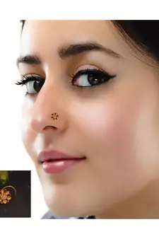 Designer diamond classic Golden nose pin or nose ring