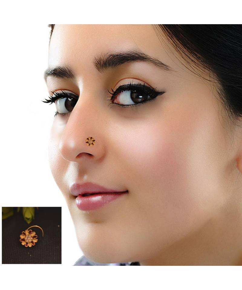 Designer diamond classic Golden nose pin or nose ring