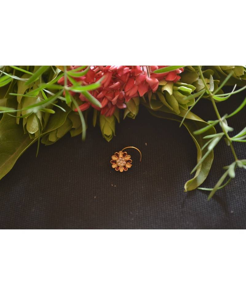 Designer diamond classic Golden nose pin or nose ring