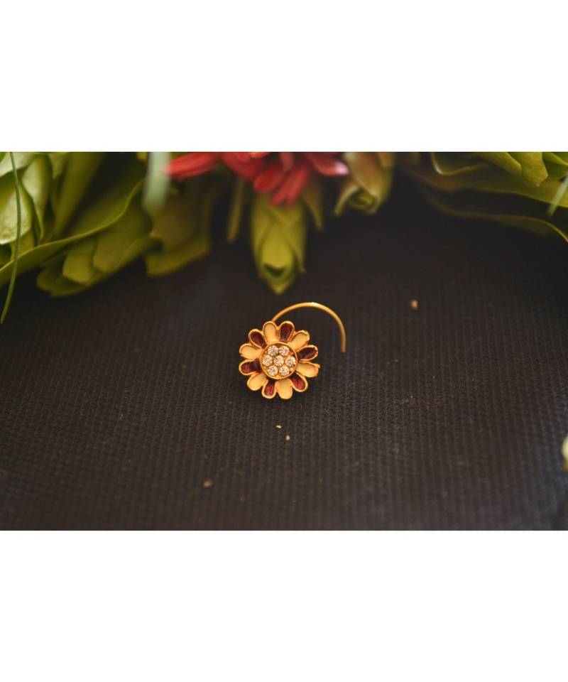 Designer diamond classic Golden nose pin or nose ring