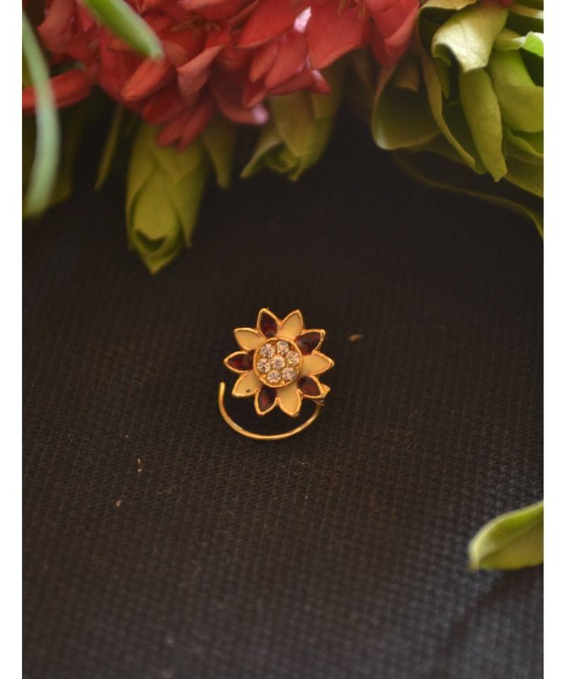 Designer diamond classic Golden nose pin or nose ring