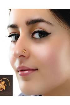 Designer diamond classic Golden nose pin or nose ring