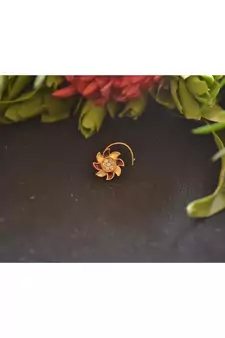 Designer diamond classic Golden nose pin or nose ring