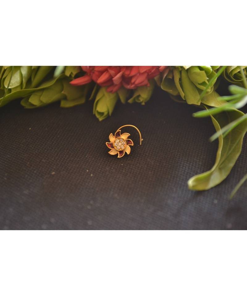 Designer diamond classic Golden nose pin or nose ring