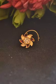 Designer diamond classic Golden nose pin or nose ring