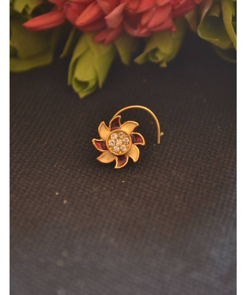 Designer diamond classic Golden nose pin or nose ring
